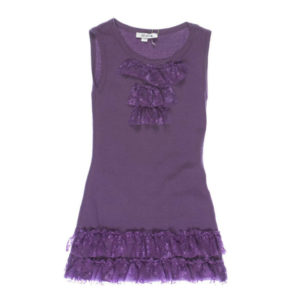 Вязаное детское платье фиолетовое
