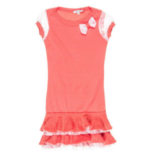 Вязаное розовое детское платье