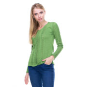 Тонкий вязаный джемпер зеленый